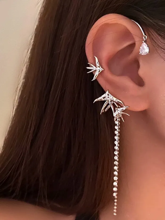 Yellow Chimes Necklaces Yellow Chimes Earrings for Women and Girls Fashion Silver Ear Cuff Silver Tone Ear Cuff Butterfly Cartilage Ear Clips Earrings Birthday Gift for Girls and Women Anniversary Gift for Wife