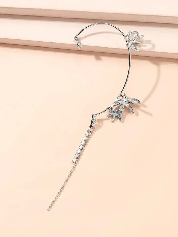 Yellow Chimes Necklaces Yellow Chimes Earrings for Women and Girls Fashion Silver Ear Cuff Silver Tone Ear Cuff Butterfly Cartilage Ear Clips Earrings Birthday Gift for Girls and Women Anniversary Gift for Wife