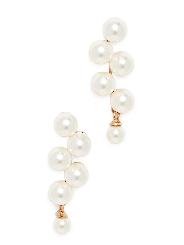 Yellow Chimes Necklaces Yellow Chimes Earrings for Women and Girls Fashion White Pearl Dangler Earrings Gold Plated Crystal Pearl Drop Dangler Earrings Birthday Gift for Girls Women Anniversary Gift for Wife