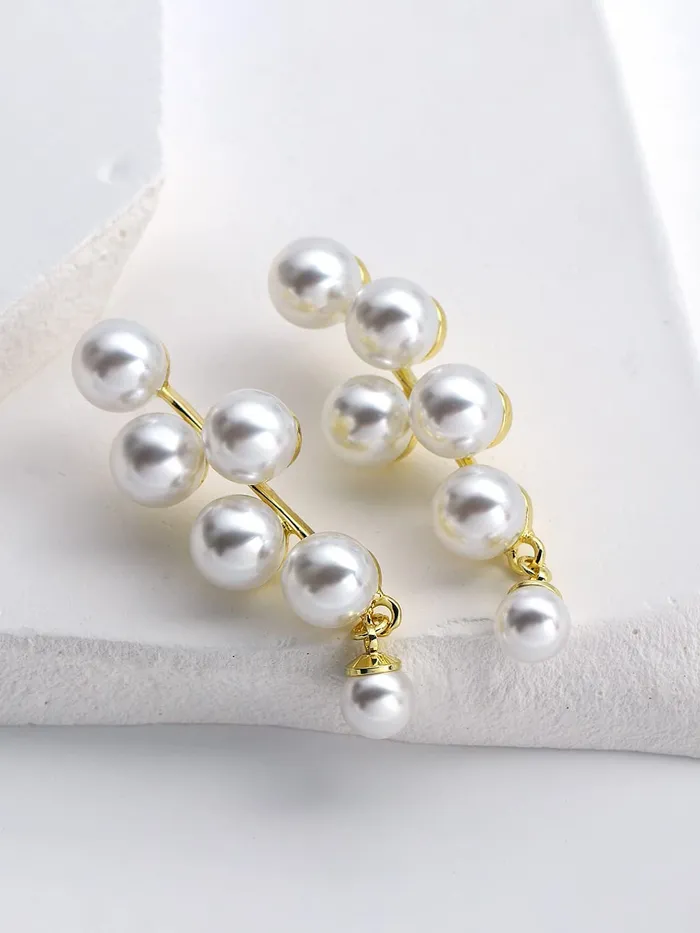 Yellow Chimes Necklaces Yellow Chimes Earrings for Women and Girls Fashion White Pearl Dangler Earrings Gold Plated Crystal Pearl Drop Dangler Earrings Birthday Gift for Girls Women Anniversary Gift for Wife