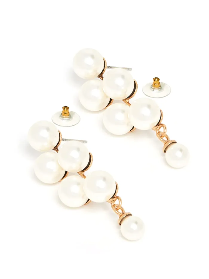 Yellow Chimes Necklaces Yellow Chimes Earrings for Women and Girls Fashion White Pearl Dangler Earrings Gold Plated Crystal Pearl Drop Dangler Earrings Birthday Gift for Girls Women Anniversary Gift for Wife