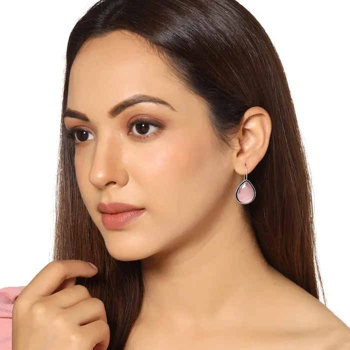 Yellow Chimes Necklaces Yellow Chimes Earrings For Women Combo Pack Of 2Pairs Of Earrings White and Blue Crystal Studded Tear Drop Shaped Drop Earrings For Women and Girls