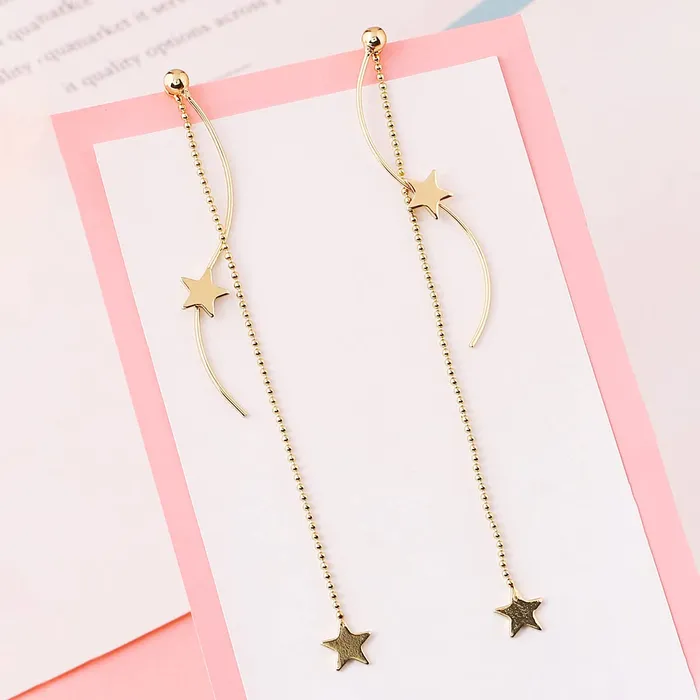 Yellow Chimes Necklaces Yellow Chimes Earrings For Women Gold Tone White Color Floret Shape Stud With Long Crystal and Pearl Studded Double Chain Dangle Earrings For Women and Girls