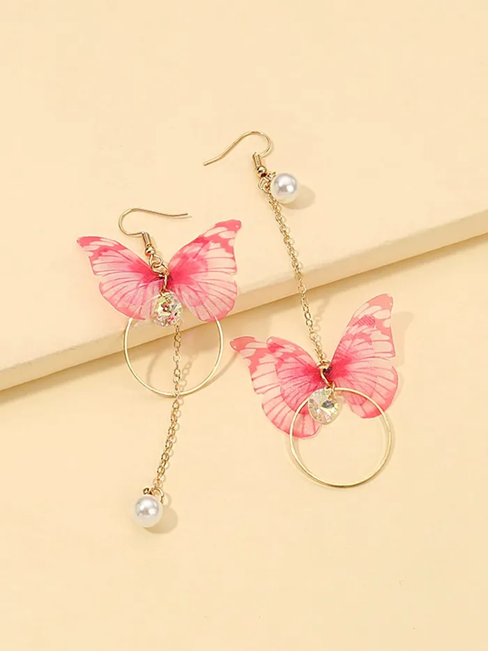 Yellow Chimes Necklaces Yellow Chimes Earrings For Women Pink Butterfly Attached Dangle Drop Earrings For Women and Girls
