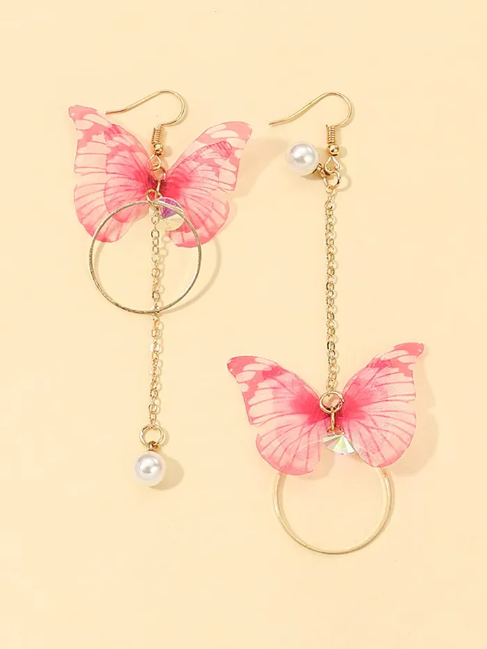 Yellow Chimes Necklaces Yellow Chimes Earrings For Women Pink Butterfly Attached Dangle Drop Earrings For Women and Girls