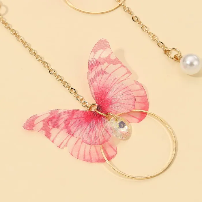 Yellow Chimes Necklaces Yellow Chimes Earrings For Women Pink Butterfly Attached Dangle Drop Earrings For Women and Girls
