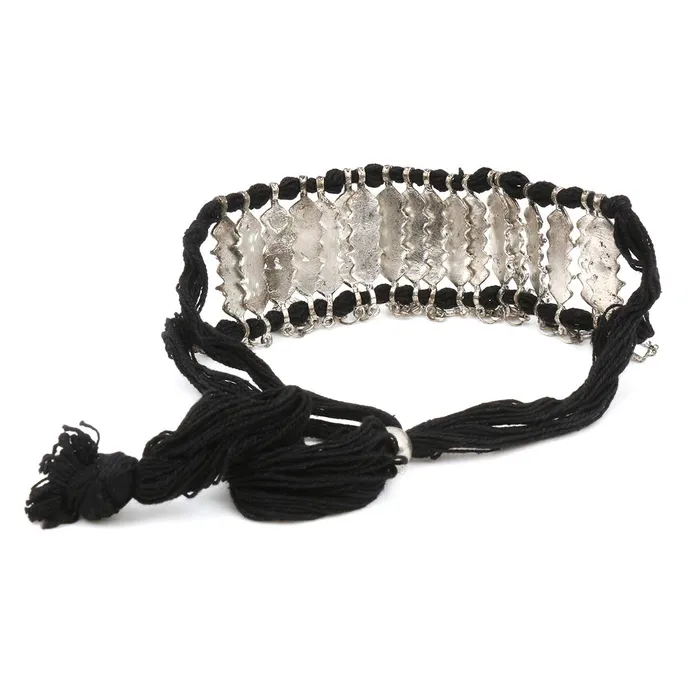 Yellow Chimes Necklaces Yellow Chimes Ethnic German Silver Oxidised Beads Threaded Jewellery Set Traditional Choker Necklace Set for Women and Girls