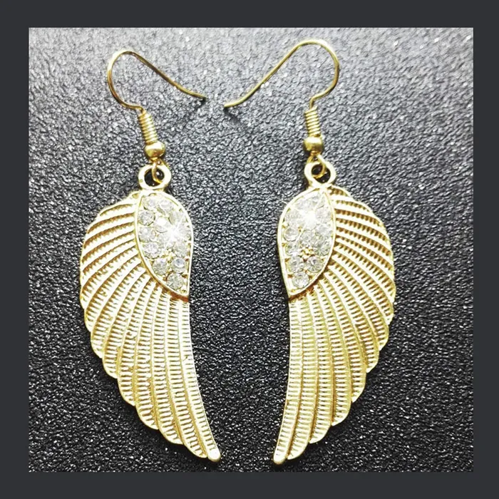 Yellow Chimes Necklaces Yellow Chimes Golden Feathers Drop Earring for Women Girls