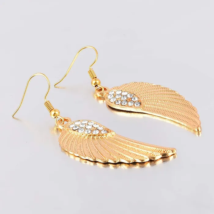 Yellow Chimes Necklaces Yellow Chimes Golden Feathers Drop Earring for Women Girls