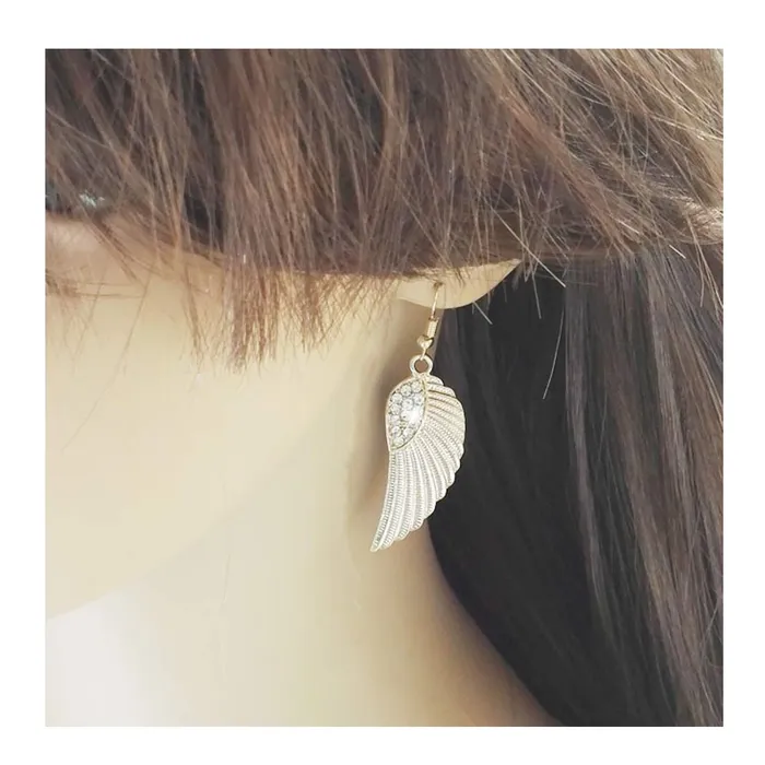 Yellow Chimes Necklaces Yellow Chimes Golden Feathers Drop Earring for Women Girls