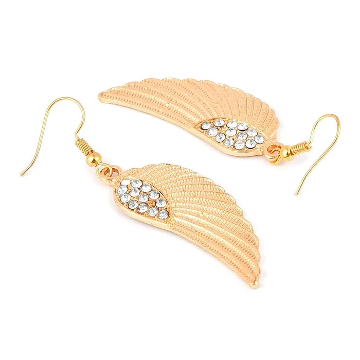 Yellow Chimes Necklaces Yellow Chimes Golden Feathers Drop Earring for Women Girls