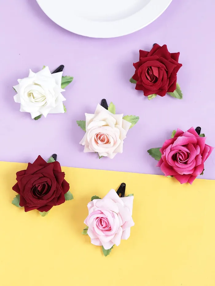 Yellow Chimes Necklaces Yellow Chimes Hair Clips for Women Multicolor Rose Hair Clips Hair Decorative Hair Pins Hair Accessories for Women and Girls