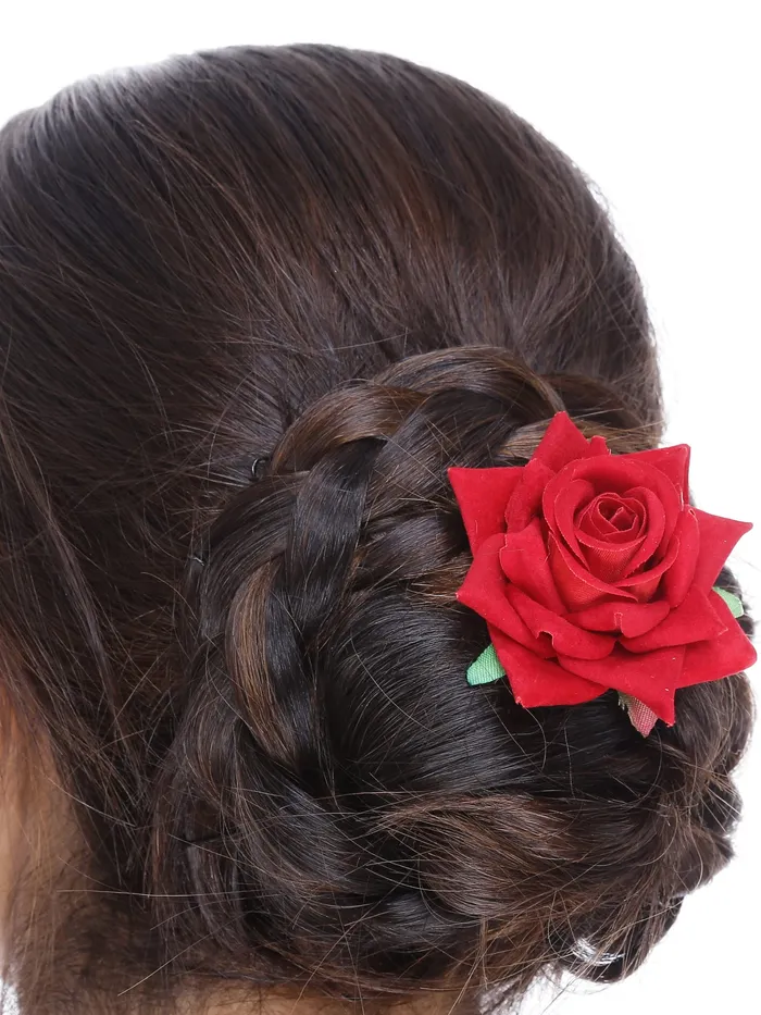 Yellow Chimes Necklaces Yellow Chimes Hair Pins for Girls Hair Clips Artificial Rose Floral Wedding Bride Hairpin Hair Accessories for Girls and Womens