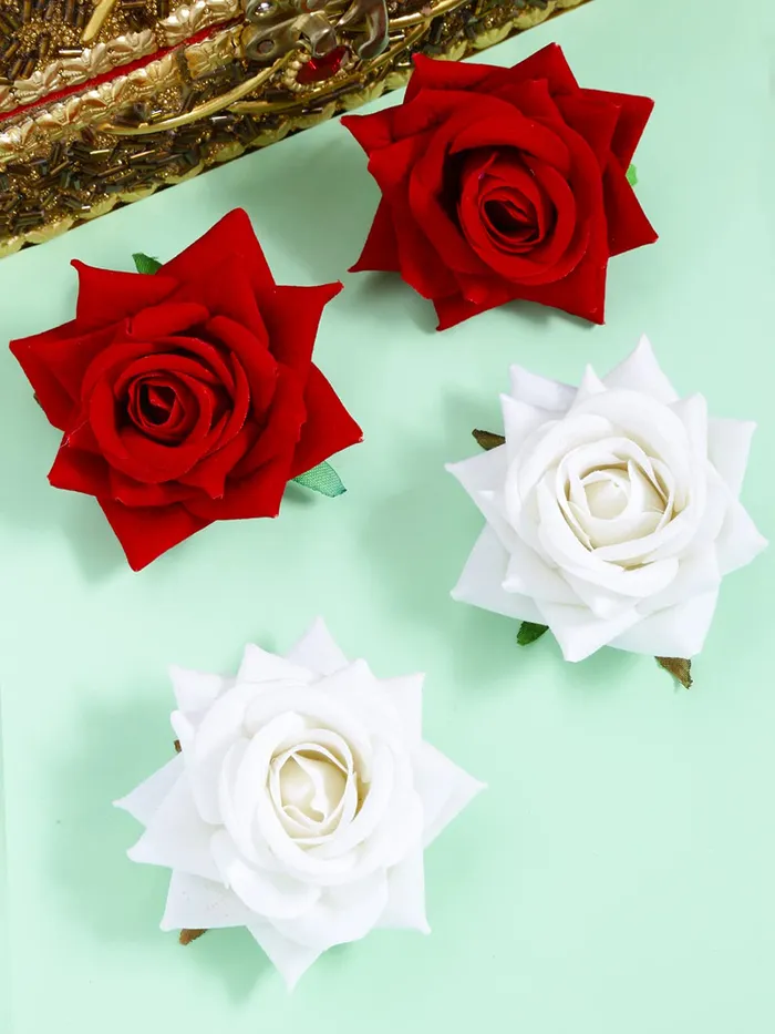 Yellow Chimes Necklaces Yellow Chimes Hair Pins for Girls Hair Clips Artificial Rose Floral Wedding Bride Hairpin Hair Accessories for Girls and Womens