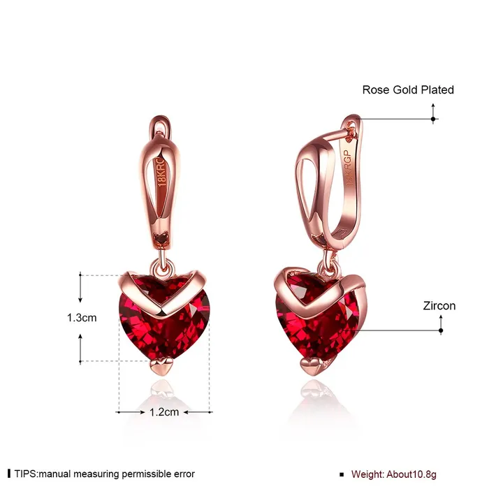 Yellow Chimes Necklaces Yellow Chimes Heart Shaped Crystal Drop Earrings For Women Fashion Women Earrings Rose Gold Plated Red Crystal Earrings For Girls Birthday Gift for Girls Anniversary Gift for Women