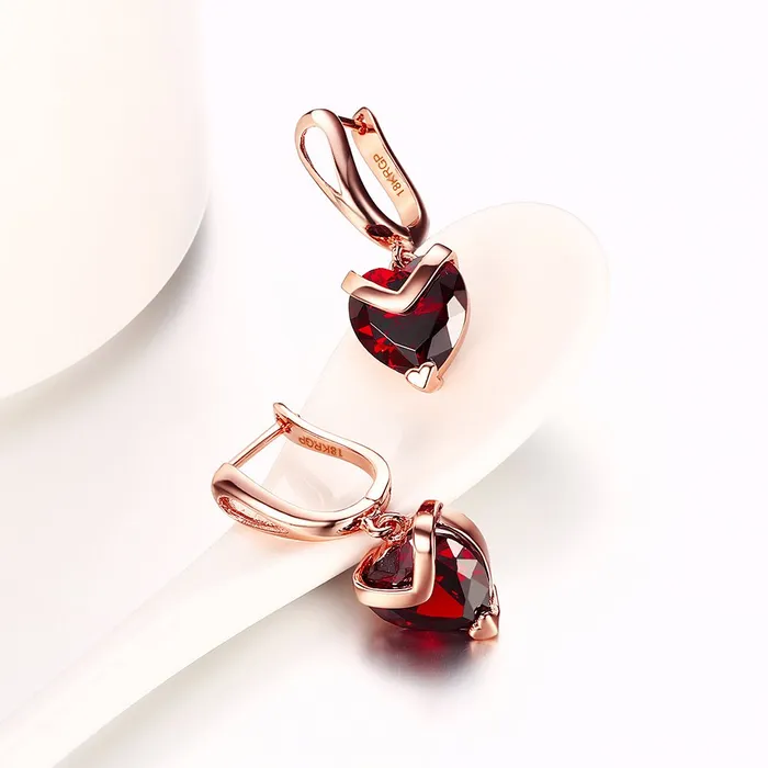 Yellow Chimes Necklaces Yellow Chimes Heart Shaped Crystal Drop Earrings For Women Fashion Women Earrings Rose Gold Plated Red Crystal Earrings For Girls Birthday Gift for Girls Anniversary Gift for Women