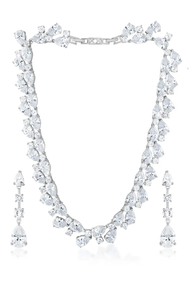 Yellow Chimes Necklaces Yellow Chimes Jewellery Set for Women Swiss Cubic Zirconia 18K Rose Gold Plated Necklace Set for Women and Girls Yellow Chimes Necklaces Yellow Chimes Jewellery Set for Women Swiss Cubic Zirconia 18K Rose Gold Plated Necklace Set for Women and Girls