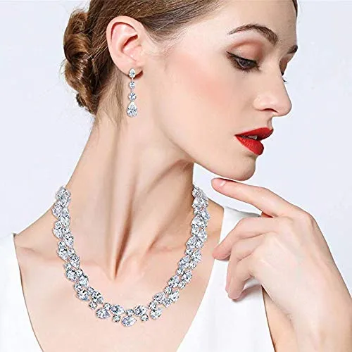Yellow Chimes Necklaces Yellow Chimes Jewellery Set for Women Swiss Cubic Zirconia 18K Rose Gold Plated Necklace Set for Women and Girls