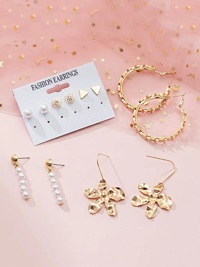 Yellow Chimes Necklaces Yellow Chimes Latest Fashion Gold Plated Geometric Design Dangle Earrings for Women and Girls Design 8