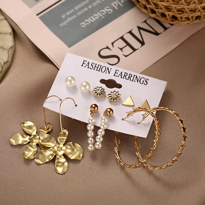 Yellow Chimes Necklaces Yellow Chimes Latest Fashion Gold Plated Geometric Design Dangle Earrings for Women and Girls Design 8