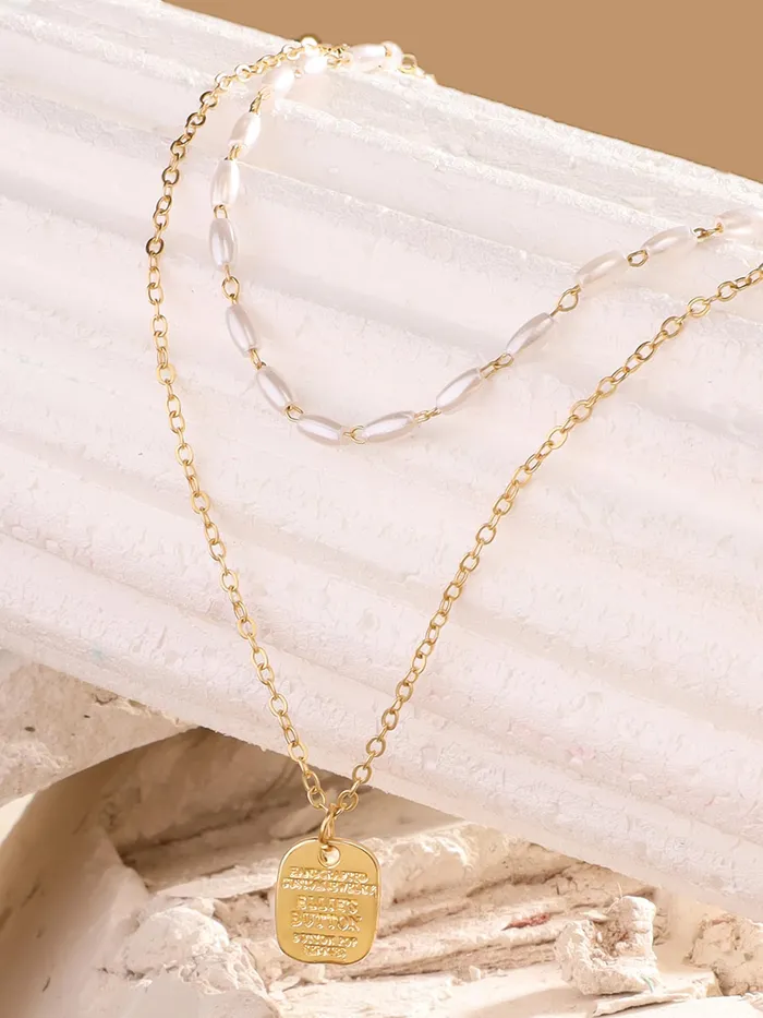 Yellow Chimes Necklaces Yellow Chimes Layered Pearl Necklace for Women Fashion Gold Plated Chain Pendant Necklace Multilayered Chain Necklace for Girls Glam Chains Birthday Anniversary Gift for Women Wife