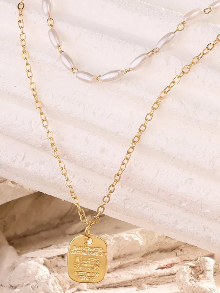 Yellow Chimes Necklaces Yellow Chimes Layered Pearl Necklace for Women Fashion Gold Plated Chain Pendant Necklace Multilayered Chain Necklace for Girls Glam Chains Birthday Anniversary Gift for Women Wife