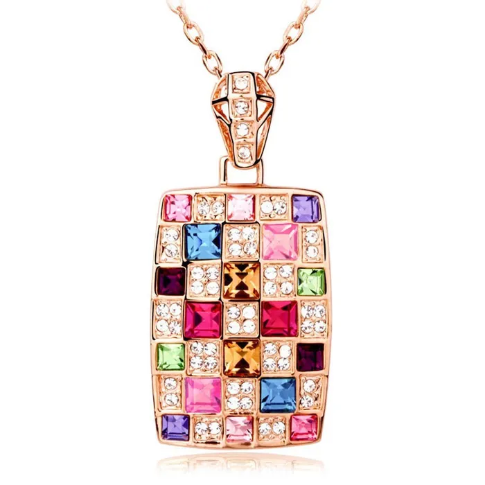Yellow Chimes Necklaces Yellow Chimes Luxury Princess Multicolor Swiss AAA Zircons 18K Rose Gold Plated Pendant for Women Yellow Chimes Necklaces Yellow Chimes Luxury Princess Multicolor Swiss AAA Zircons 18K Rose Gold Plated Pendant for Women