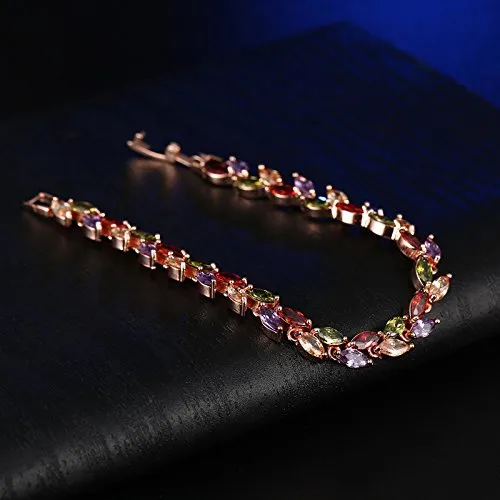 Yellow Chimes Necklaces Yellow Chimes Moxie Collection LeafsinTiara Swiss Cubic Zircon 18K Gold Plated Diamond Strand Bracelet for Girls and Women