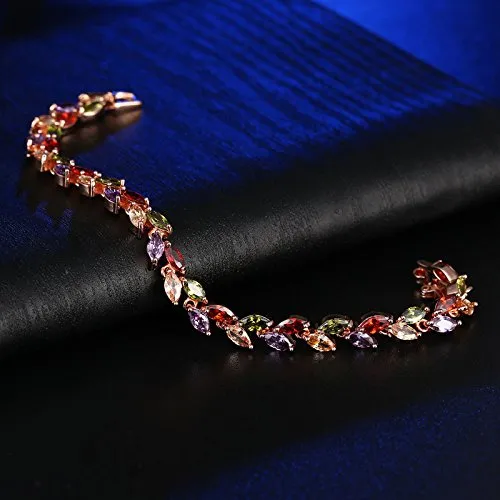 Yellow Chimes Necklaces Yellow Chimes Moxie Collection LeafsinTiara Swiss Cubic Zircon 18K Gold Plated Diamond Strand Bracelet for Girls and Women