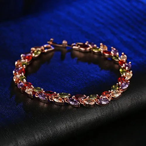 Yellow Chimes Necklaces Yellow Chimes Moxie Collection LeafsinTiara Swiss Cubic Zircon 18K Gold Plated Diamond Strand Bracelet for Girls and Women
