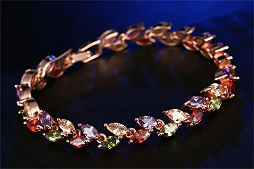 Yellow Chimes Necklaces Yellow Chimes Moxie Collection LeafsinTiara Swiss Cubic Zircon 18K Gold Plated Diamond Strand Bracelet for Girls and Women