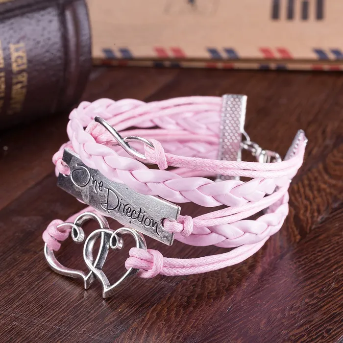 Yellow Chimes Necklaces Yellow Chimes Moxie Collection One Direction Heart Theme Casual Leather Wrap Bracelet for Girls and Woman
