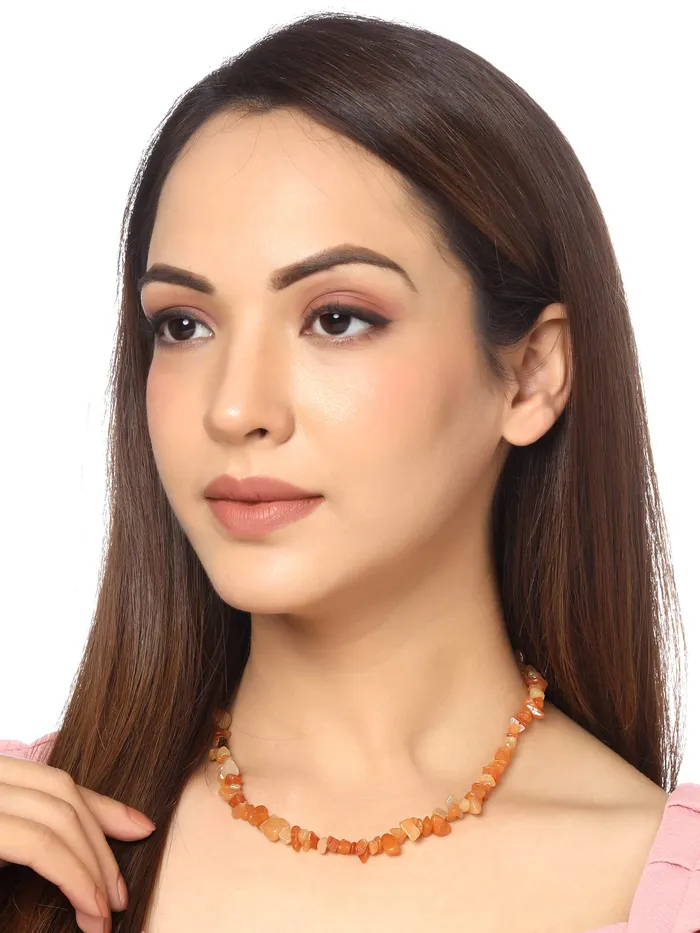 Yellow Chimes Necklaces Yellow Chimes Necklace for Women and Girls Fashion Choker Necklace for Women Carnelian Stone Pearl Choker Necklace for Girls Birthday Gift for Girls and women Design 7