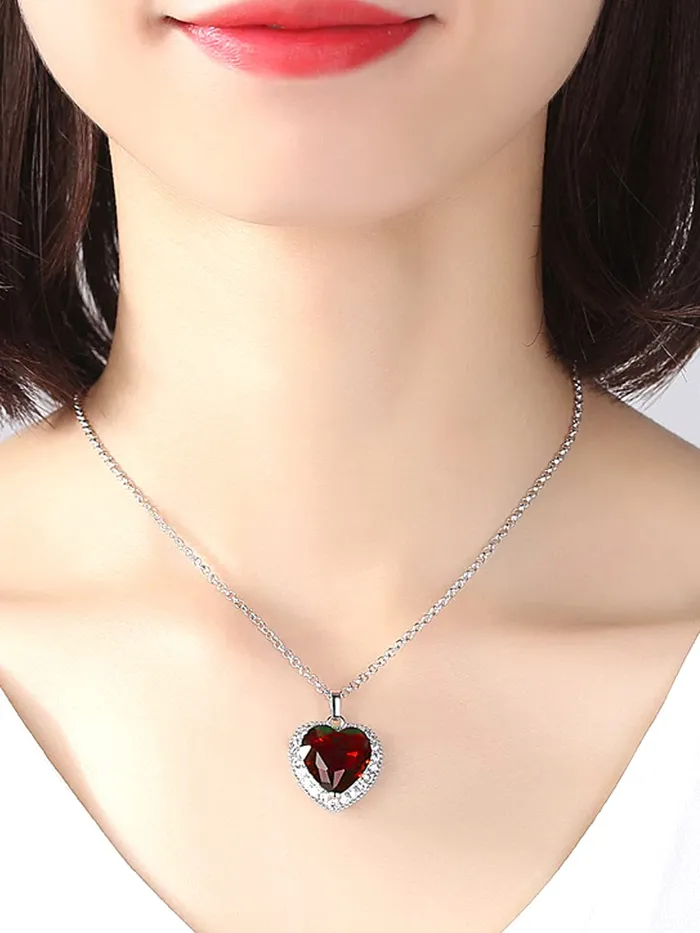 Yellow Chimes Necklaces Yellow Chimes Pendant for Women and Girls Crystal Pendant for Women Heart Shaped Pendant Red Stone Pendant with Chain Birthday Gift for girls and women Anniversary Gift for Wife