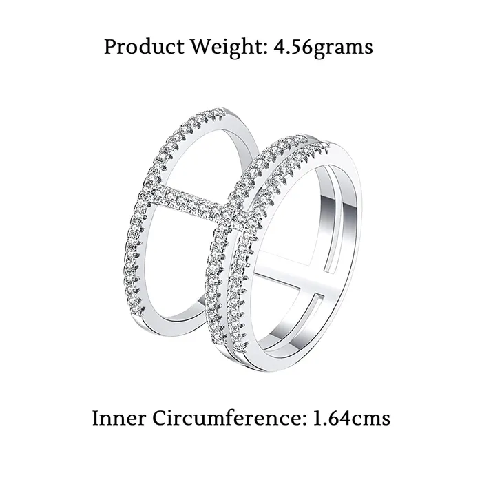 Yellow Chimes Necklaces Yellow Chimes Ring for women Elegant Austrian Crystal Studded Silver Plated White Ring for Women and Girls Style4