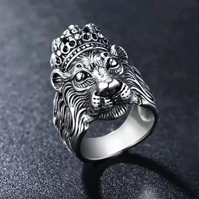 Yellow Chimes Necklaces Yellow Chimes Rings for Men and Boys Fashion Silver Rings for Men Lion Head Mens Ring 316 Stainless Steel Rings for Men Birthday Gift for Men Boys Anniversary Gift for Husband Lion Ring