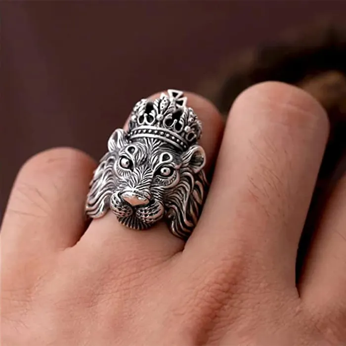 Yellow Chimes Necklaces Yellow Chimes Rings for Men and Boys Fashion Silver Rings for Men Lion Head Mens Ring 316 Stainless Steel Rings for Men Birthday Gift for Men Boys Anniversary Gift for Husband Lion Ring