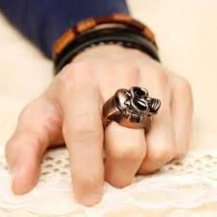 Yellow Chimes Necklaces Yellow Chimes Rings for Men Watch Ring Skull Design Vintage Look Stretchable Finger Ring Watch For Men and Boys