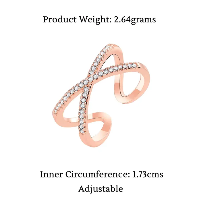 Yellow Chimes Necklaces Yellow Chimes Rings for Women and Girls Rosegold Ring Crystal Studded Rosegold Plated Adjustable Finger Ring for Women Birthday Gifts For Women Valentine Gift for Girls