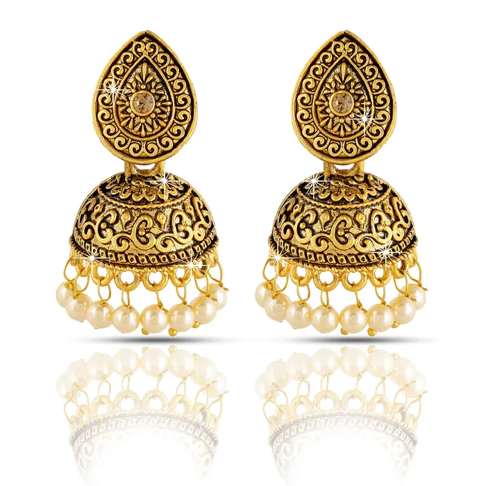Yellow Chimes Necklaces Yellow Chimes Traditional JhumkaJhumki Earrings Temple Jewellery Antique Oxidized Matte Gold Plated Pearl Earrings for Womens Girls Yellow Chimes Necklaces Yellow Chimes Traditional JhumkaJhumki Earrings Temple Jewellery Antique Oxidized Matte Gold Plated Pearl Earrings for Womens Girls