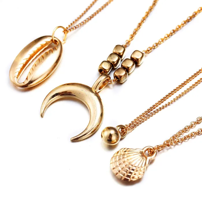Yellow Chimes Necklaces Yellow Chimes Trendy Fashion Multilayered Gold Plated Moon Choker Necklace for Women and Girls