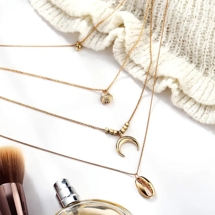 Yellow Chimes Necklaces Yellow Chimes Trendy Fashion Multilayered Gold Plated Moon Choker Necklace for Women and Girls