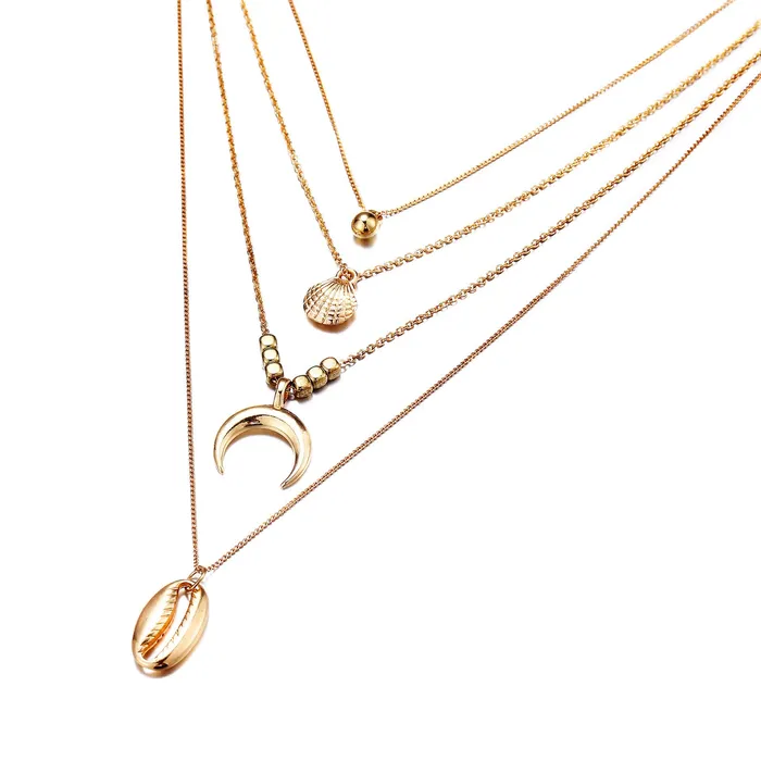 Yellow Chimes Necklaces Yellow Chimes Trendy Fashion Multilayered Gold Plated Moon Choker Necklace for Women and Girls