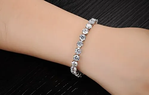 Yellow Chimes Necklaces Yellow Chimes Women Crystal Bracelets Silver Toned Bracelets For Women White CZ Crystals Bracelet For Woman Birthday Gift for Girls Women Anniversary Gift for Wife