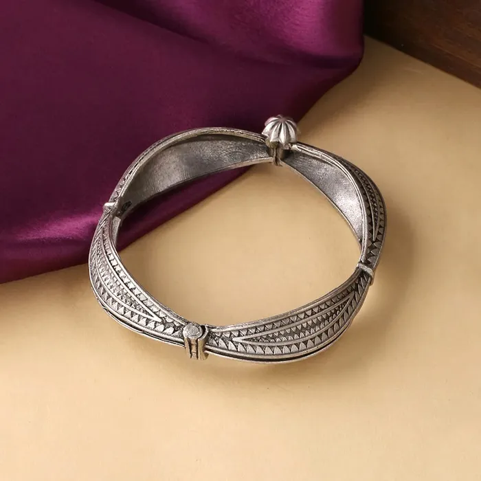 Yellow Chimes Oxidised Bangle for Women Traditional Oxidised Silver Ethnic Design Openable Bangle for Women and Girls Yellow Chimes Earrings