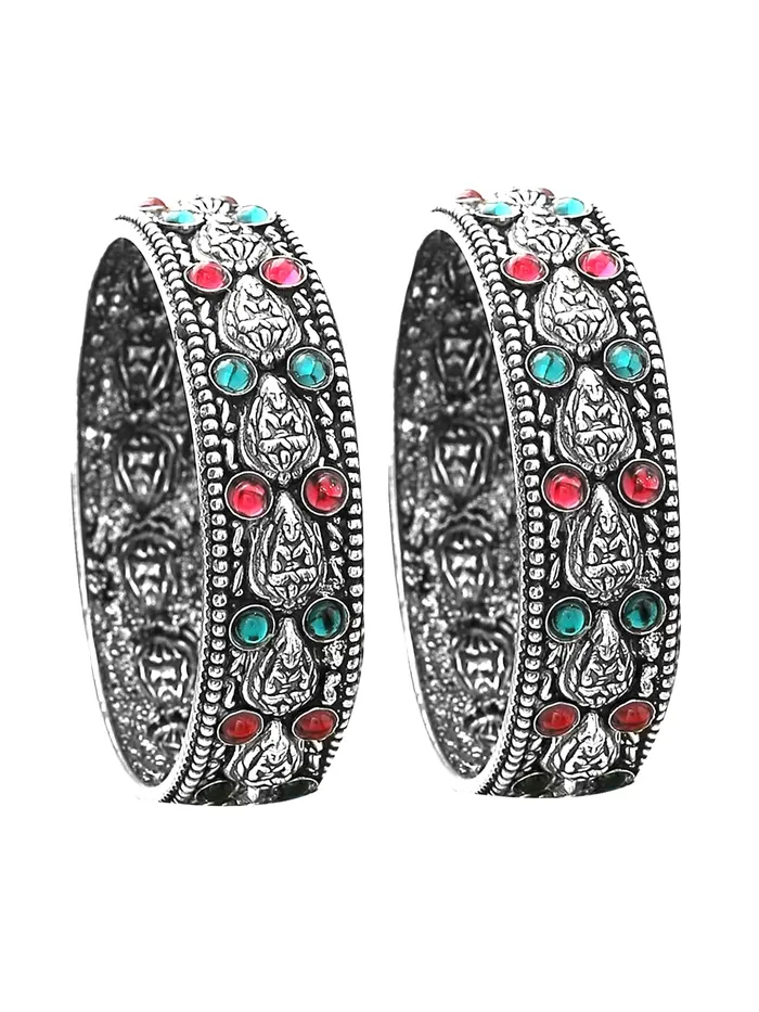 Yellow Chimes Oxidised Bangles Set for Women Authentic Kolhapuri Work Handmade Kundan Studded Silver Oxidized Bangles Sets for Women and Girls Yellow Chimes Earrings Yellow Chimes Oxidised Bangles Set for Women Authentic Kolhapuri Work Handmade Kundan Studded Silver Oxidized Bangles Sets for Women and Girls Yellow Chimes Earrings