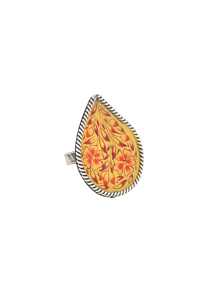 Yellow Chimes Oxidised Rings for Women Multicolor Meenakari Hand Painted Silver Oxidised Ring Adjustable Finger Rings for Women and Girls RG 1 Adjustable Yellow Chimes Necklaces