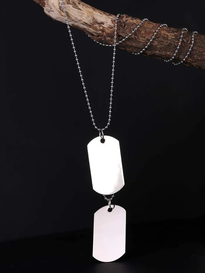 Yellow Chimes Pendant for Men and Boys Silver Dog Tag for Men Stainless Steel Army Dog Tag Chain Pendants for Men Birthday Gift for Men and Boys Anniversary Gift for Husband Yellow Chimes Earrings