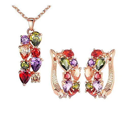 Yellow Chimes Pendant Set for Women Multicolor Flowerets Vine Swiss Cubic Zirconia 18K Rose Gold Plated Pendant Set for Women and Girls Yellow Chimes Necklaces Yellow Chimes Pendant Set for Women Multicolor Flowerets Vine Swiss Cubic Zirconia 18K Rose Gold Plated Pendant Set for Women and Girls Yellow Chimes Necklaces