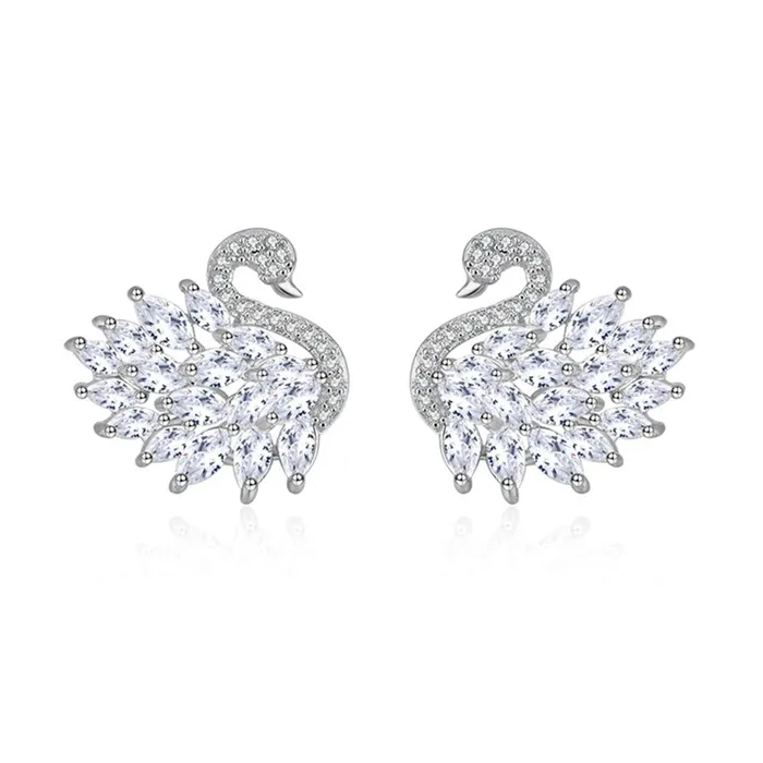 Yellow Chimes Platinum Plated Swan Design Crystal Stud Earrings for Women and Girls Yellow Chimes Necklaces Yellow Chimes Platinum Plated Swan Design Crystal Stud Earrings for Women and Girls Yellow Chimes Necklaces